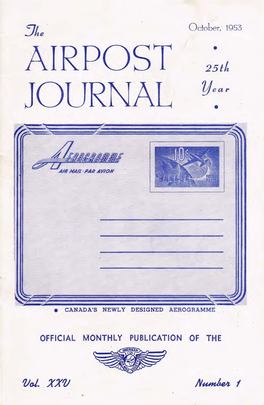 AIRPOST JOURNAL AMERICAN AIR MAIL SOCIETY Entered Aa Serand-Class Matter, February 10, 1932
