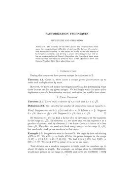 Factorization Techniques, by Elvis Nunez and Chris Shaw