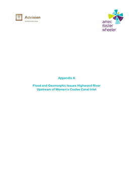 Appendix a Flood and Geomorphic Issues Highwood River Upstream Of