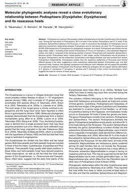 Molecular Phylogenetic Analyses Reveal a Close Evolutionary Relationship Between Podosphaera (Erysiphales: Erysiphaceae) and Its Rosaceous Hosts