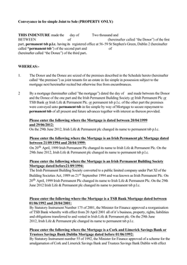 Conveyance in Fee Simple Joint to Sole (PROPERTY ONLY)