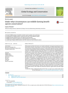 Under What Circumstances Can Wildlife Farming Benefit Species