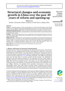 Structural Changes and Economic Growth in China Over the Past 40