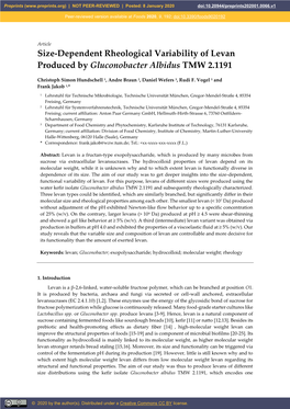 Size-Dependent Rheological Variability of Levan Produced by Gluconobacter Albidus TMW 2.1191