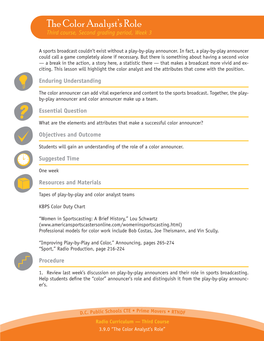 The Color Analyst's Role