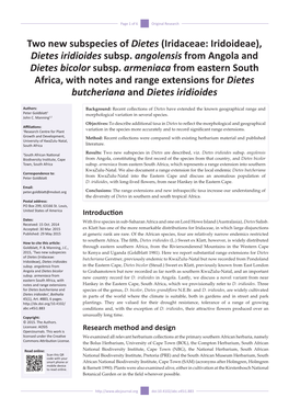 Dietes Iridioides Subsp. Angolensis from Angola and Dietes Bicolor Subsp