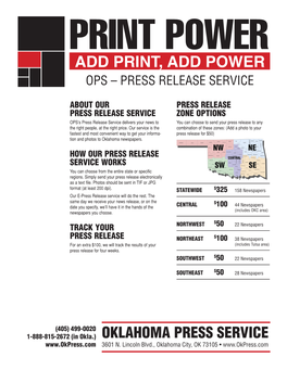 ADD PRINT, ADD POWER Ops – PRESS RELEASE SERVICE