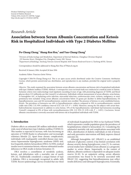 Association Between Serum Albumin Concentration and Ketosis Risk in Hospitalized Individuals with Type 2 Diabetes Mellitus