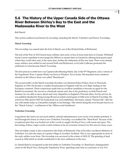 5.6 the History of the Upper Canada Side of the Ottawa River Between Shirley’S Bay to the East and the Madawaska River to the West