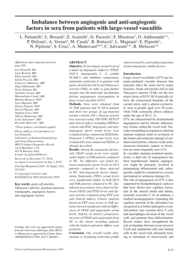 Imbalance Between Angiogenic and Anti-Angiogenic Factors in Sera from Patients with Large-Vessel Vasculitis L