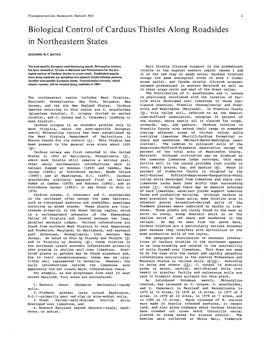 Biological Control of Carduus Thistles Along Roadsides in Northeastern States