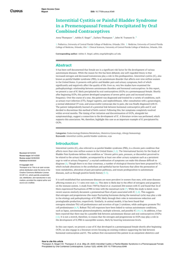 Interstitial Cystitis Or Painful Bladder Syndrome in a Premenopausal Female Precipitated by Oral Combined Contraceptives