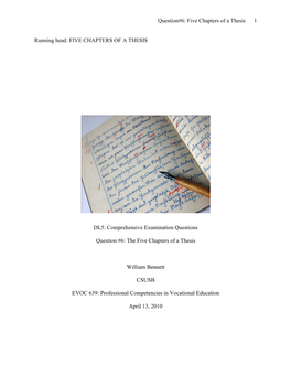 Question#6: Five Chapters of a Thesis 1 Running Head