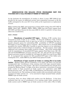 Rsp) for Coaches 2009-10 (All Figures in Terms of Vehicles