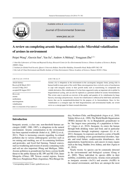 A Review on Completing Arsenic Biogeochemical Cycle: Microbial Volatilization of Arsines in Environment