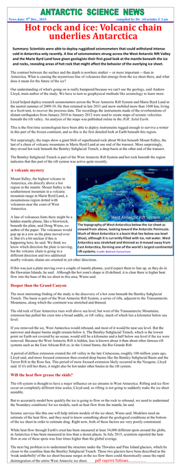 Volcanic Chain Underlies Antarctica