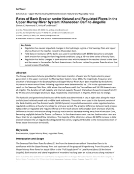 Rates of Bank Erosion Under Natural and Regulated Flows in the Upper