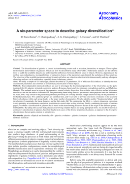 A Six-Parameter Space to Describe Galaxy Diversification⋆