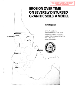 Erosion Over Time on Severely Disturbed Granitic Soils: a Model