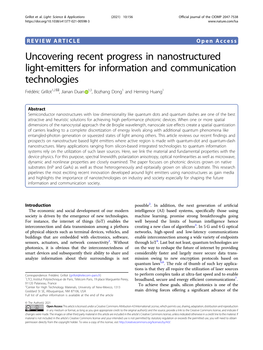 Uncovering Recent Progress in Nanostructured Light-Emitters For