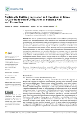 Sustainable Building Legislation and Incentives in Korea: a Case-Study-Based Comparison of Building New and Renovation