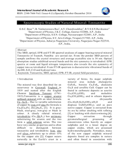 Spectroscopic Studies of Natural Mineral: Tennantite