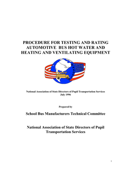 SBMTC Procedure for Testing and Rating Automotive Bus Hot Water