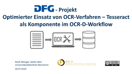 Tesseract Als Komponente Im OCR-D-Workflow