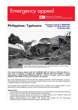 Emergency Appeal N° MDRPH005 Philippines: Typhoons GLIDE N° TC-2009-000205-PHL 23 October 2009