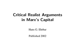 Critical Realist Arguments in Marx's Capital