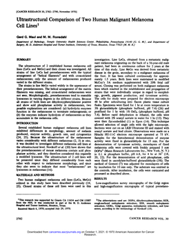 Ultrastructural Comparison of Two Human Malignant Melanoma Cell Lines1