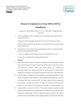 Dataset of 1 Km Cropland Cover from 1690 to 1999 in Scandinavia