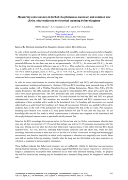 Measuring Consciousness in Turbot (Scophthalmus Maximus) and Common Sole (Solea Solea) Subjected to Electrical Stunning Before Slaughter