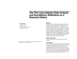 The Thin Lines Between Data Analysis and Surveillance: Reflections on a Research History