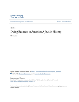 Doing Business in America: a Jewish History Hasia Diner