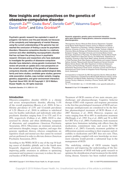 New Insights and Perspectives on the Genetics of Obsessive-Compulsive