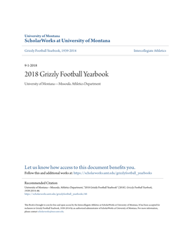2018 Grizzly Football Yearbook University of Montana—Missoula