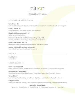 Spring Lunch Menu