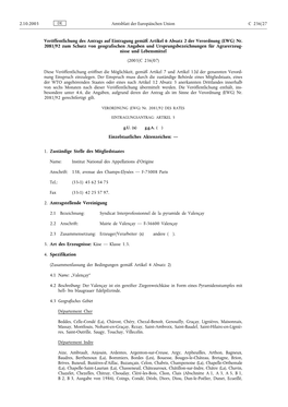 (EWG) Nr. 2081/92 Zum Schutz Von Geografischen Angaben Und Ursprungsbezeichnungen Für Agrarerzeug- Nisse Und Lebensmittel