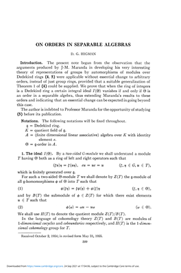 On Orders in Separable Algebras