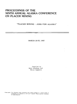 Proceedings of the Ninth Annual Alaska Conference on Placer Mining