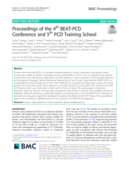 Proceedings of the 4Th BEAT-PCD Conference and 5Th PCD Training School Laura E