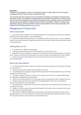 Management of Tropical Ulcer What Is a Tropical Ulcer?