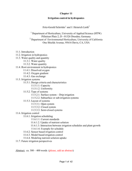 Chapter 11: Irrigation Control in Hydroponics