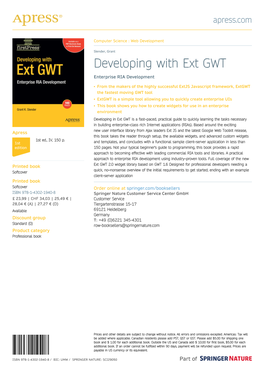 Developing with Ext GWT Enterprise RIA Development