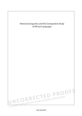 Historical Linguistics and the Comparative Study of African Languages