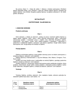 Statut Opštine Sjenica I Sve Njegove Izmjene I Dopune (“Opštinski Službeni Glasnik Sjenica”, Br