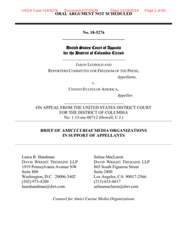 USCA Case #18-5276 Document #1770528 Filed: 01/28/2019 Page 1 of 60 ORAL ARGUMENT NOT SCHEDULED