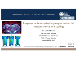 Progress in Demonstrating Magneto-Inertial Fusion Science and Scaling Dr