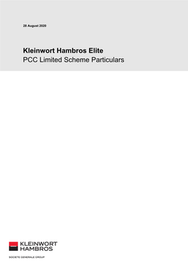 Kleinwort Hambros Elite PCC Limited Scheme Particulars